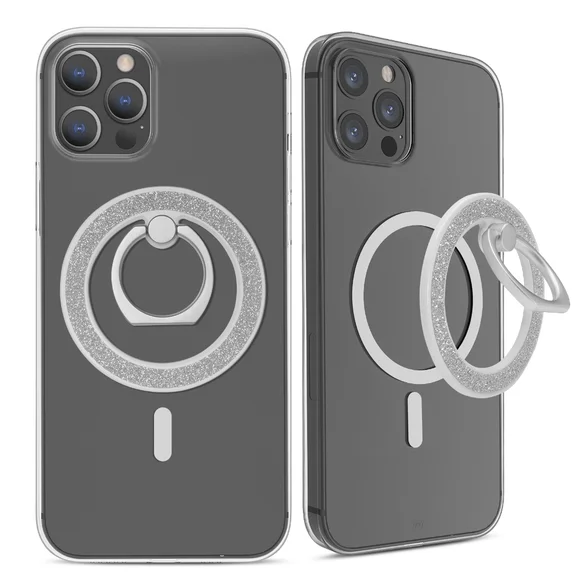 MagSafe Phone grip Holder Kickstand Phone Grip Finger Ring Grip White Glitter - Picture 4 of 7